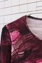 Women's Plus Size Stretch Fabric Flared Mixed Pattern Long Sleeve Mom T-Shirt Combed Cotton Blouse - 6