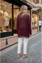 Women's Burgundy Openwork Detailed Knitwear Cardigan - 2