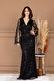 Pul Fringed Design Long Dress - Black