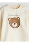 Baby Beige Crew Neck Baby Boy Sweatshirt and Pants 2-Piece Set - 4