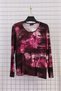 Women's Plus Size Stretch Fabric Flared Mixed Pattern Long Sleeve Mom T-Shirt Combed Cotton Blouse - 2