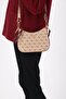 Dark Beige - Claret Red Monogram Women's Shoulder Bag Sp1259