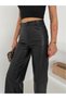 High Waist Wide Leg Leather Pants with Back Pocket Detail / High Waist Wide Leg Black Faux Leather Pants - 5