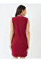 Maroon Collared Neck Front Zip Mini Bodycon Dress - 3