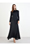 Black Velvet Look A-Line Maxi Dress