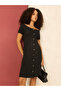 Black Off Shoulder Button Down Ribbed Dress - 6