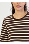 Brown Striped Knit Midi Dress - 4