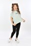 Girl's Oversized Printed Crew Neck Short Sleeve Slit T-Shirt - 4