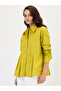 Citrine Green Poplin Pleated A-Line Shirt - 3