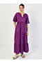 Purple Cotton Puff Sleeve Tiered Maxi Dress