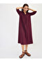 Wine A-Line Midi Dress with 3/4 Sleeves - 6