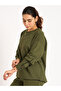 Olive Piping Detail Terry Sweatshirt - 2