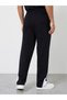 Men Black Straight Fit Badge Detail Joggers - 5