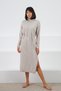 A.Beige Long Sleeve Turtleneck Slit Detailed Women's Knitwear Dress - 2