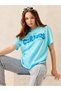 Blue Crew Neck Graphic T-Shirt