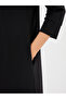 Black A-Line Midi Dress with 3/4 Sleeves - 5
