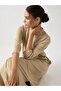 Beige Cotton Knit Maxi Dress with 3/4 Sleeves - 7