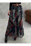Chiffon Long Lined Printed Taba Belt Detail Skirt - 4