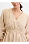 Beige Linen Blend Slit Detail Maxi Dress - 4