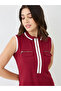 Maroon Collared Neck Front Zip Mini Bodycon Dress - 5
