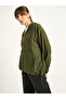Olive Half Zip Up Terry Hoodie - 5