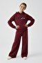 Girls' Hooded Fleece-Lined Cat Embroidered Brushed Inside Winter Set Burgundy - 2