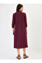 Wine A-Line Midi Dress with 3/4 Sleeves - 3
