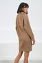 Camel Long Sleeve Cashmere Zipper Detail Wide Neck Women's Knitwear Dress - 8