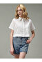 White Schiffli Crop Shirt - 4