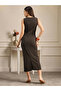 Brown One Shoulder Bodycon Midi Dress - 3