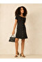 Black Off Shoulder Button Down Ribbed Dress - 3