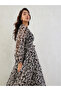 Black Abstract Print Wrap Maxi Dress - 6