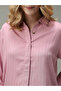 Pink Side Button Detail Textured Shirt - 5