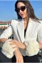 Women's White Fur Sleeve Cuffs |   Winter Trend Accessory - 3