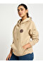 Beige Oversized Raglan Sleeve Graphic Hoodie - 2