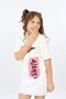 Girl's Printed Asymmetrical T-Shirt with Crew Neck and Short Sleeves - 2