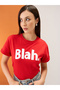 Red Slogan Print Round Neck Boxy Fit T-Shirt