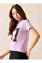 Lilac Crew Neck Graphic T-Shirt- 100% Cotton - 2