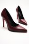 Burgundy Faux Leather Stiletto Heeled Shoes Pointed Toe Classic Evening Women's Shoes Tokyova