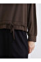 Brown Crew Neck Drawstring Women's Sweatshirt - 6