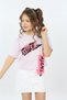 Girl's Printed Asymmetrical T-Shirt with Crew Neck and Short Sleeves - 2