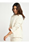 Cream Melange Crew Neck Fleece Sweatshirt - 2