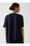 Navy Blue Cotton Short Sleeve Knit T-Shirt - 3