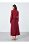 Burgundy Ribbed Turtle Neck Midi Dress - 5