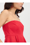 Red Cotton Bandeau Neck Maxi Dress - 4