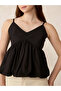 Black V Neck Bubble Hem Top - 2