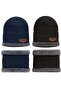 4-Piece Winter Beanie and Scarf Set (2 Black, 2 Navy)