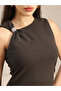 Brown One Shoulder Bodycon Midi Dress - 4