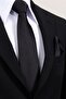 8 cm Hand Made Black Satin Tie Handkerchief & Cufflink & Tie Clip Gift Set Hset:113 - 3