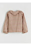 Beige Peter Pan collar plaid girl shirt from plus-store - 2